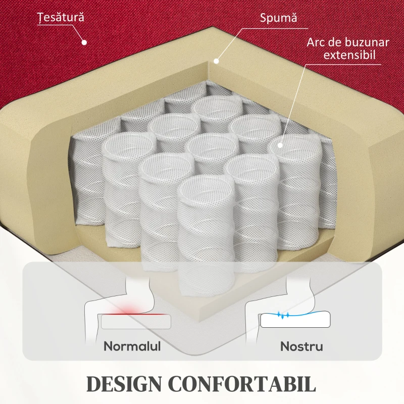 Homcom Fotoliu Electric Cu Ridicare – Telecomanda & Suport Picioare, Rosu