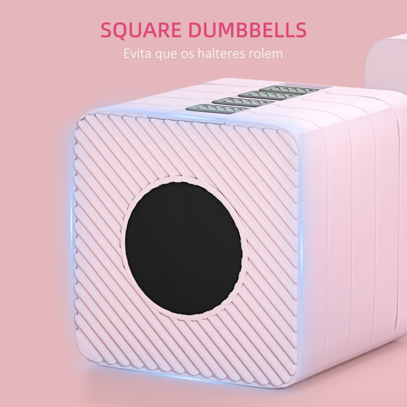 SPORTNOW Halteres Ajustáveis 5 kg Conjunto de Halteres com Pega Antiderrapante Conjunto de Halteres para Treino Rosa