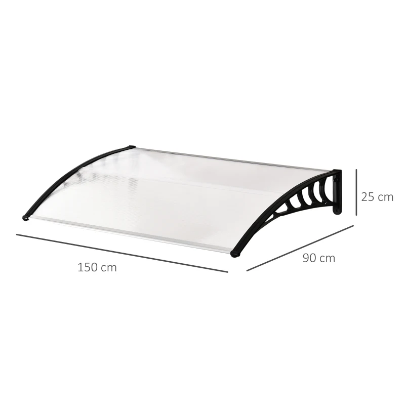 OUTSUNNY 0.9 x 1.2 m Window Awning Door Canopy Modern Polycarbonate Cover Outdoor Rain Snow Sunlight Protection Hollow Sheet