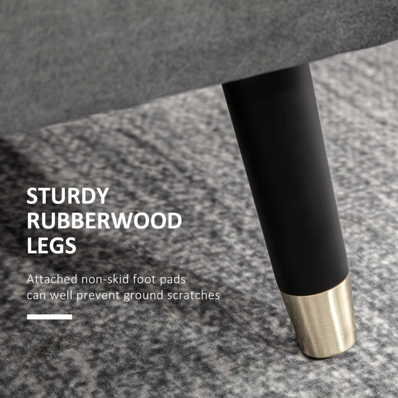 HOMCOM Fabric Storage Ottoman Bench Storage Chest with Wooden Legs Lift Top