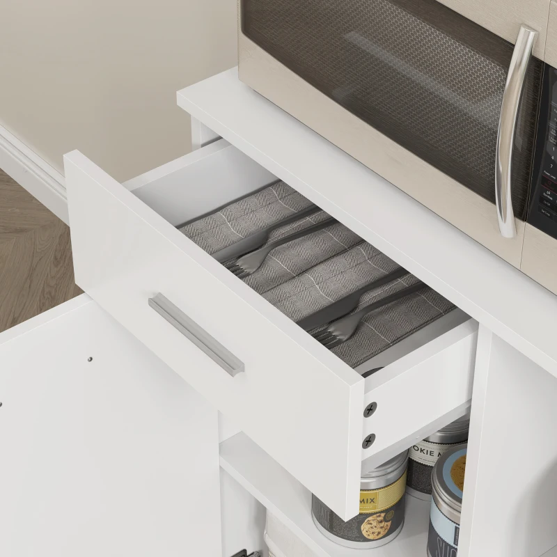 HOMCOM Buffetkast met Lade, Soft-Close Deuren, 80 x 35 x 180 cm - Wit(m-9)