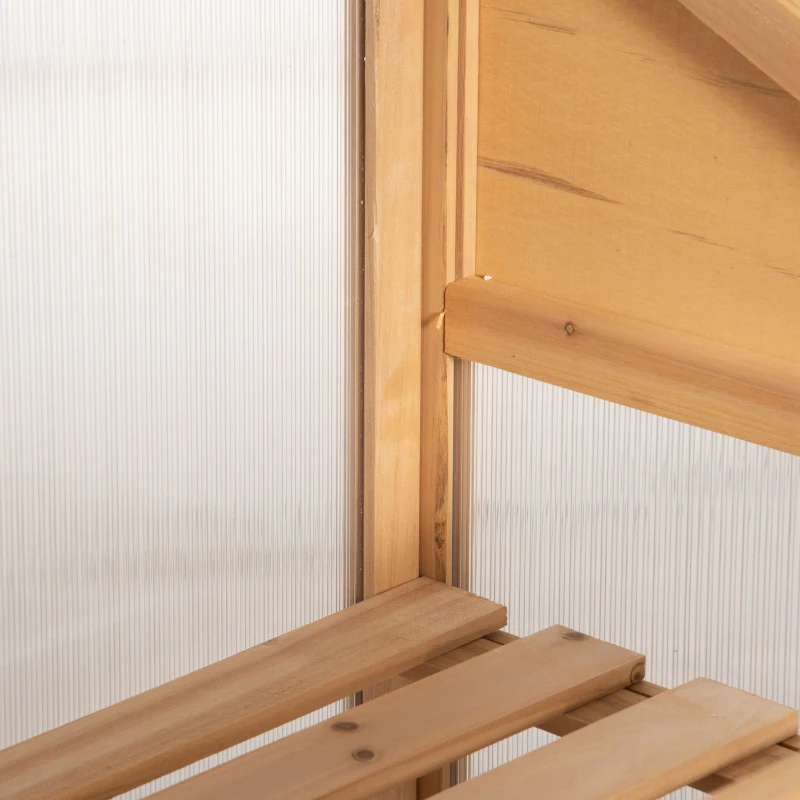 Outsunny Mini-kas, Klein Kas met Houten Frame, Vensters en Dubbele Deur, 3 Planken, 70L x 50B x 120H cm, Bruin(m-7)