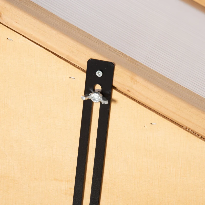 Outsunny Mini-kas, Klein Kas met Houten Frame, Vensters en Dubbele Deur, 3 Planken, 70L x 50B x 120H cm, Bruin(m-8)