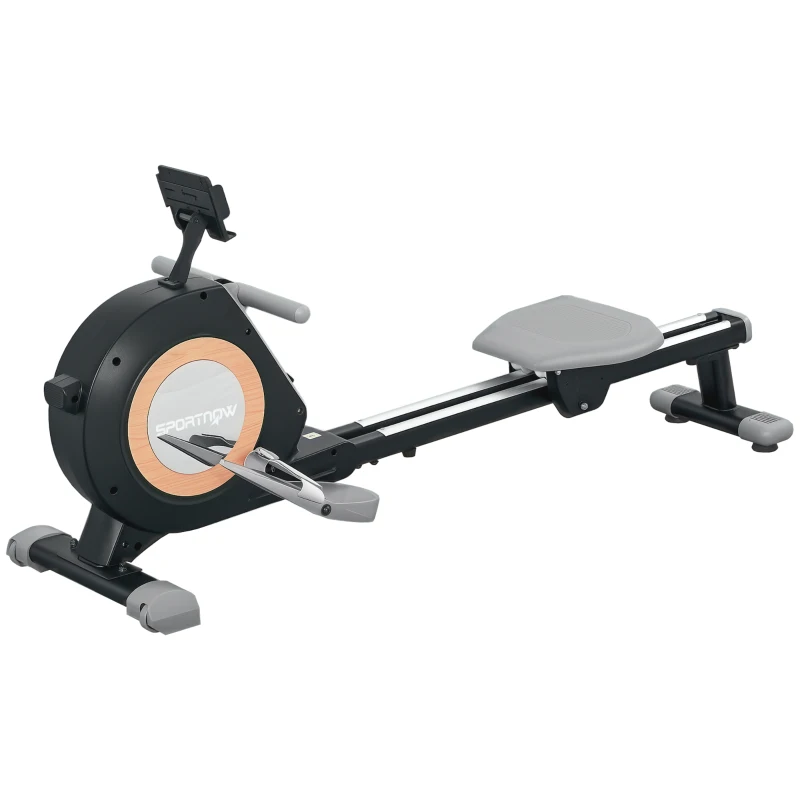 SPORTNOW Rowing Machine, 16-Level Magnetic Rower Machine with LCD Monitor and Phone Holder, Black