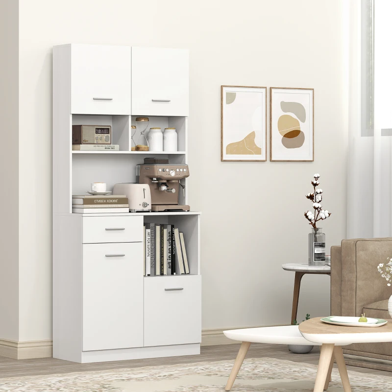 HOMCOM Buffetkast met Lade, Soft-Close Deuren, 80 x 35 x 180 cm - Wit(m-8)