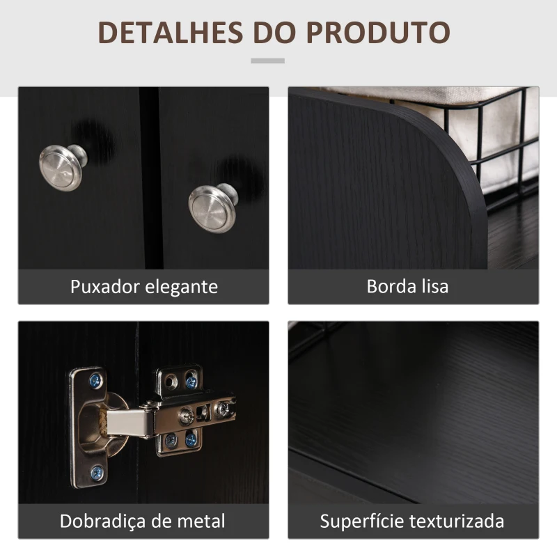 HOMCOM Sapateira com 2 Portas Prateleiras Interiores e 4 Prateleiras Exteriores com Altura Ajustável 83x30x90 cm Preto