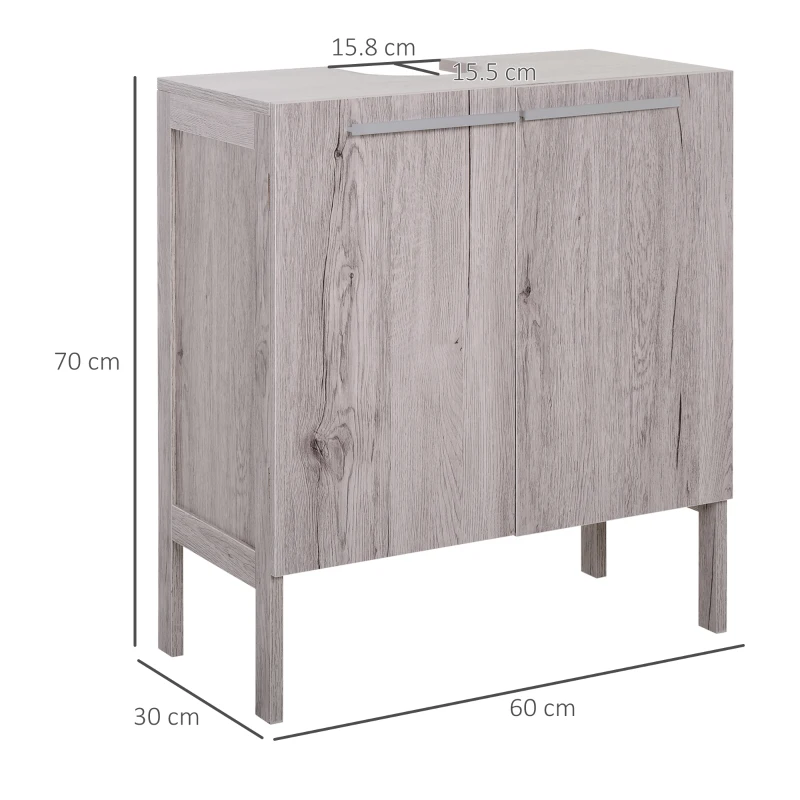 HOMCOM Under Sink Bathroom Wood Cabinet Storage Sink Basin Storage w/ 2 Doors Storage Cupboard