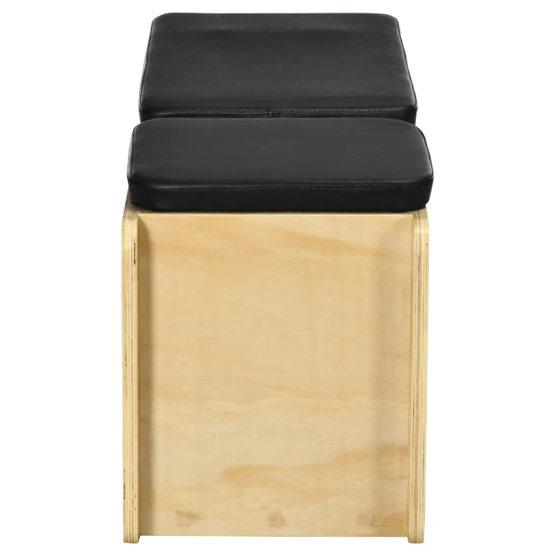 HOMCOM Hantelbank mit Hantelablage, 1 Aufbewahrungskorb, in 6 Positionen verstellbar, Massivholz, Natur + Schwarz