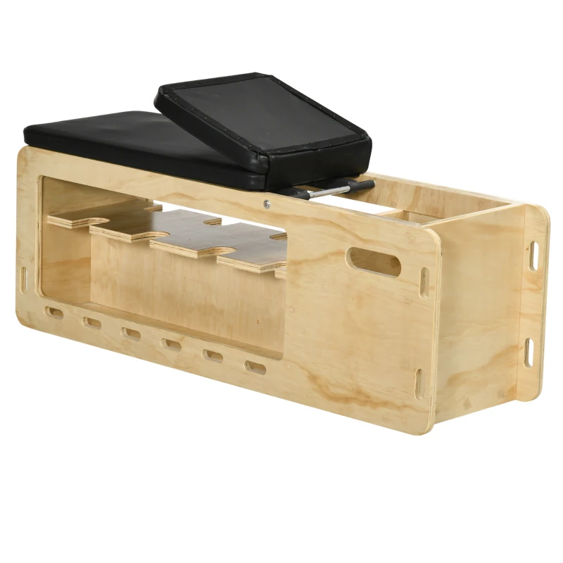 HOMCOM Hantelbank mit Hantelablage, 1 Aufbewahrungskorb, in 6 Positionen verstellbar, Massivholz, Natur + Schwarz