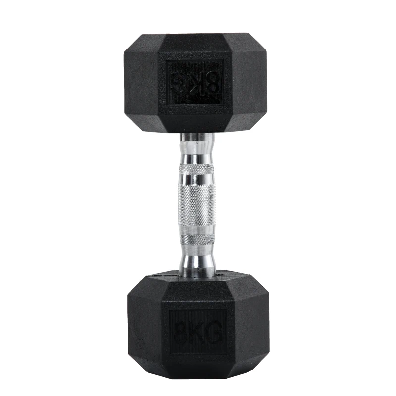 HOMCOM Hexagon Kurzhantel Gusseisen Hantel Gummi-Hantel Griff gerändelt Gewichte Metall Gummi schwarz 2 x 8 KG