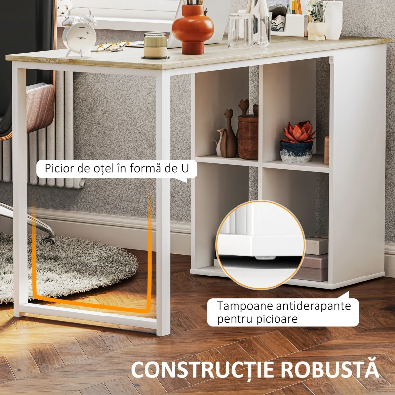 Homcom Birou PC cu 4 Rafturi Deschise 120×54×75 cm