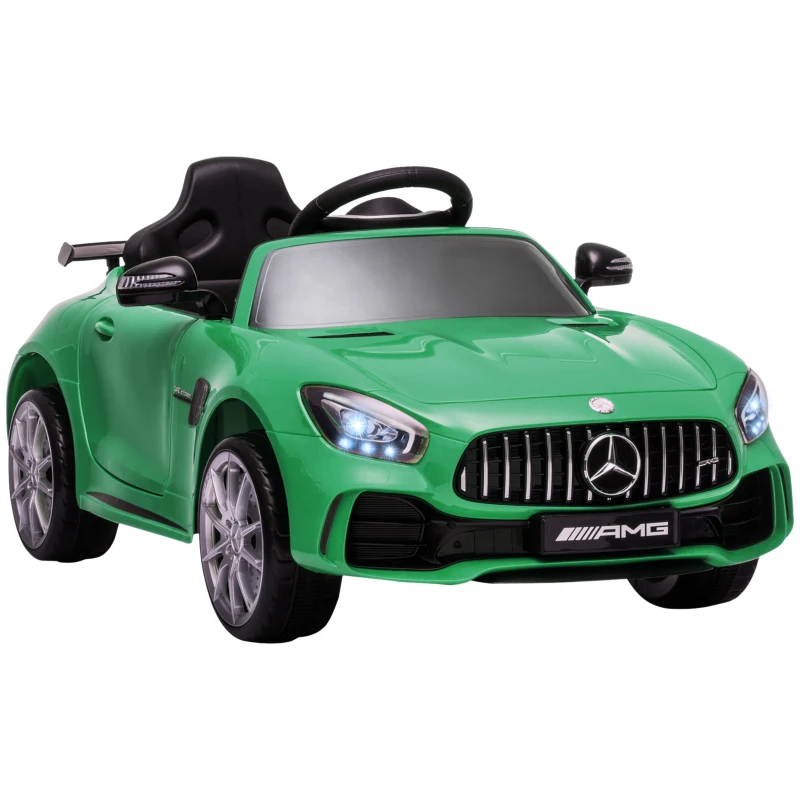 HOMCOM Macchinina per Bambini Elettrica 12V con Licenza Mercedes-AMG GTR, Velocità 3-5km/h, Telecomando, Luci e Suoni, Verde