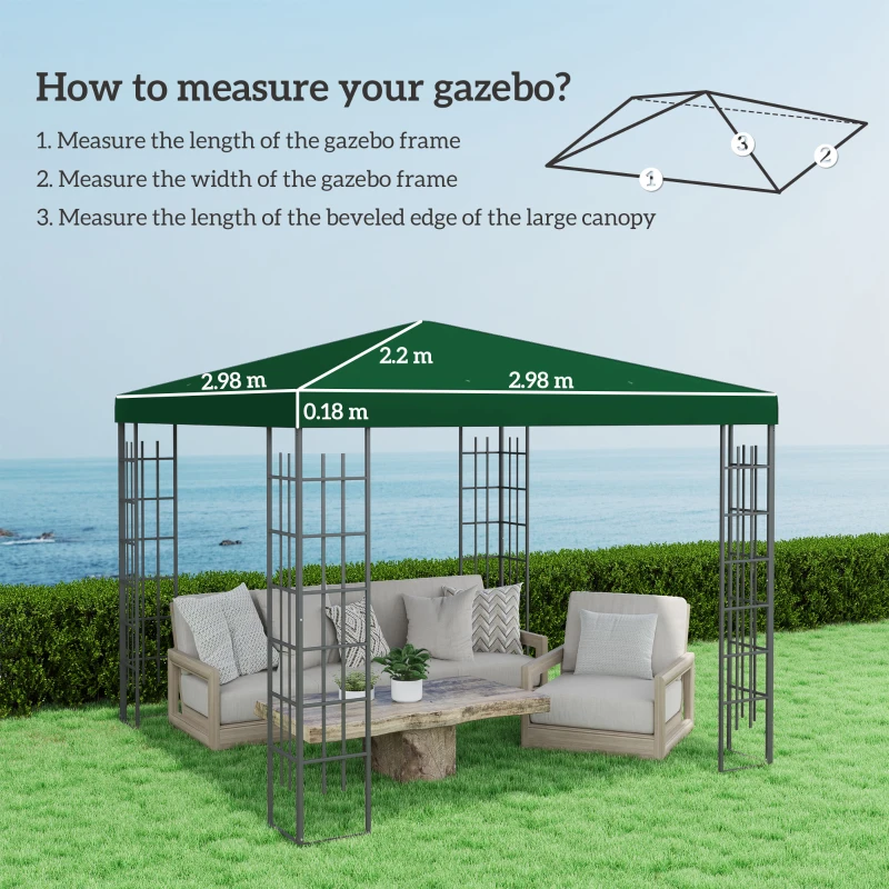 Outsunny Copertina Foisor 298×298 cm Verde