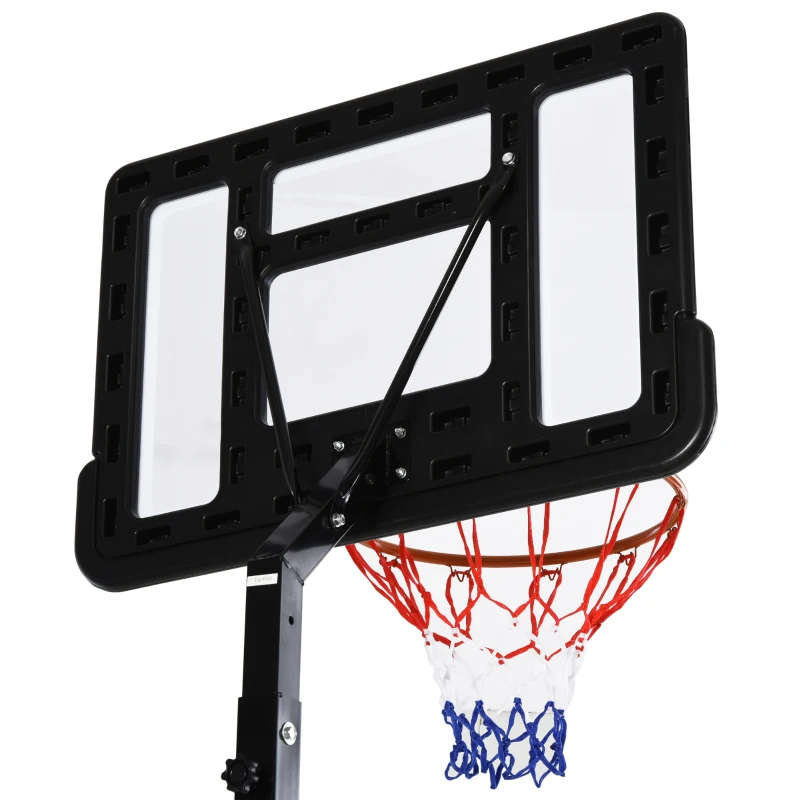 HOMCOM Basketballkorb Outdoor mit Ständer, 255–305cm Höhenverstellbar Basketballständer mit Rollen, Basketball-Backboard Ständer, Basketballanlage, Stahl