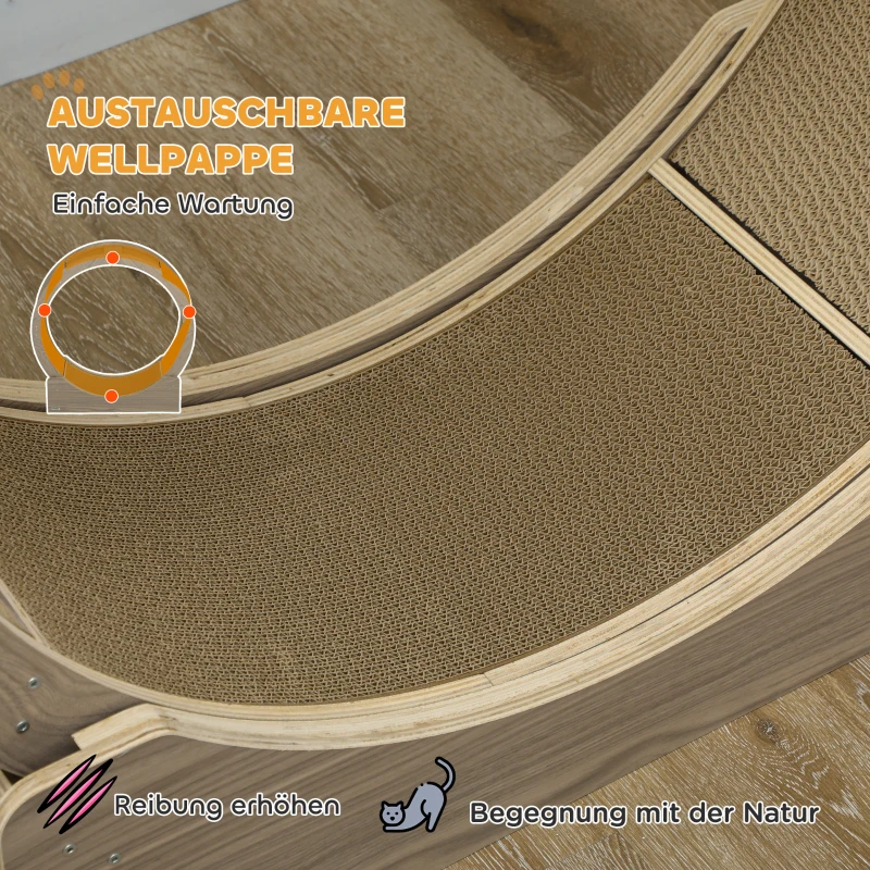 PawHut Kattenloopband, 91 cm, met Rem en Krabmat, Ideaal voor Gezonde Beweging van uw Kat, Walnoot