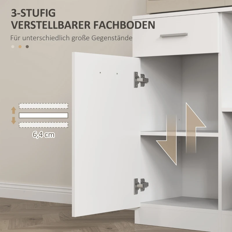 HOMCOM Buffetkast met Lade, Soft-Close Deuren, 80 x 35 x 180 cm - Wit(m-5)