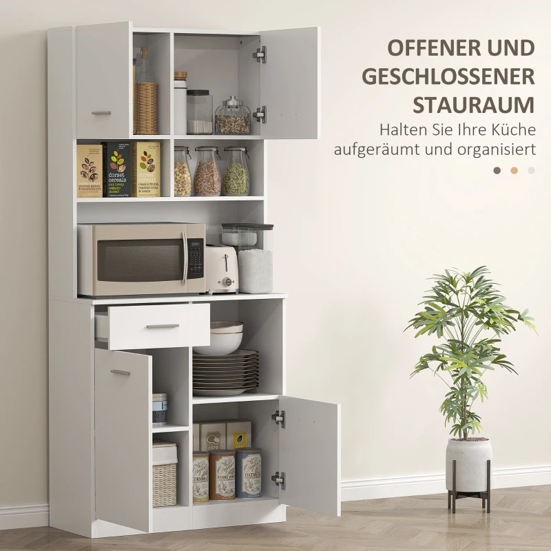 HOMCOM Buffetkast met Lade, Soft-Close Deuren, 80 x 35 x 180 cm - Wit(m-4)