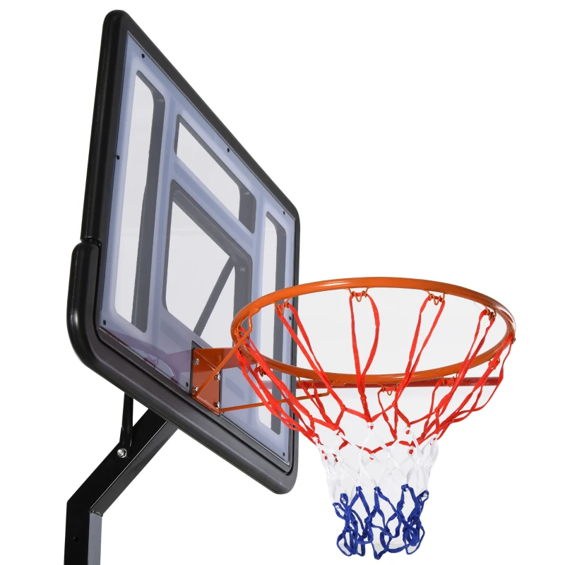 HOMCOM Basketballkorb Outdoor mit Ständer, 255–305cm Höhenverstellbar Basketballständer mit Rollen, Basketball-Backboard Ständer, Basketballanlage, Stahl