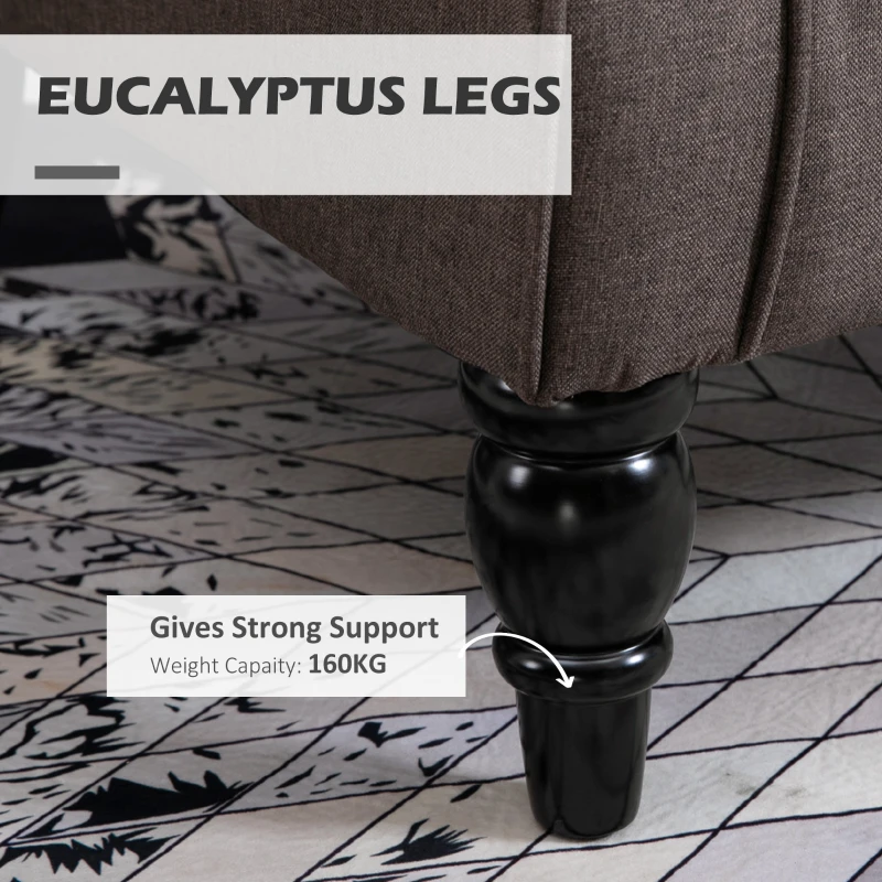 Fabric Tufted Club Accent Sofa Chair Home Décor with Extra Wide Seat, Wooden Legs, Brown