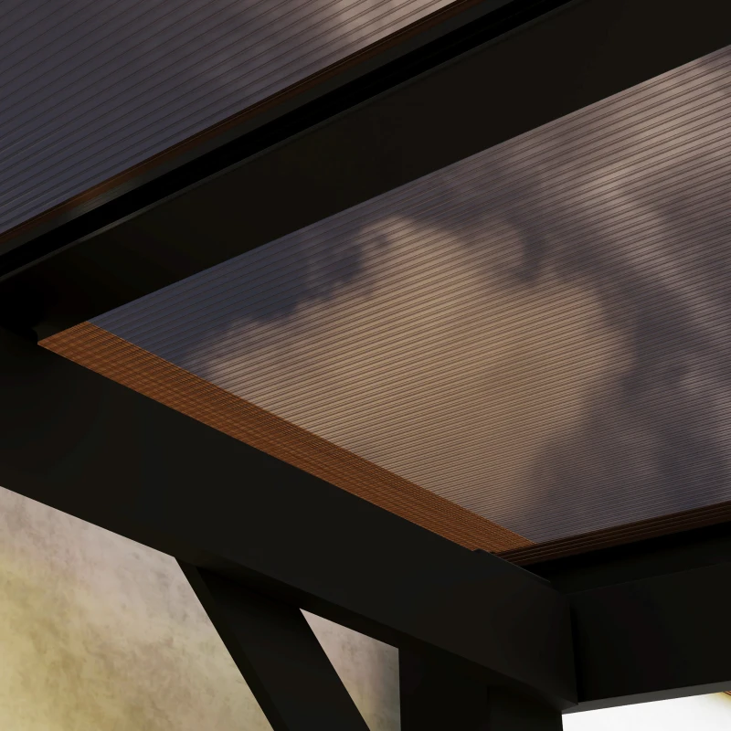 Outsunny 3 x 3 m Metallpergola, Gartenpergola mit wasserfestem Dach, freistehend, windfest, UV-beständig, Dunkelgrau(m-9)