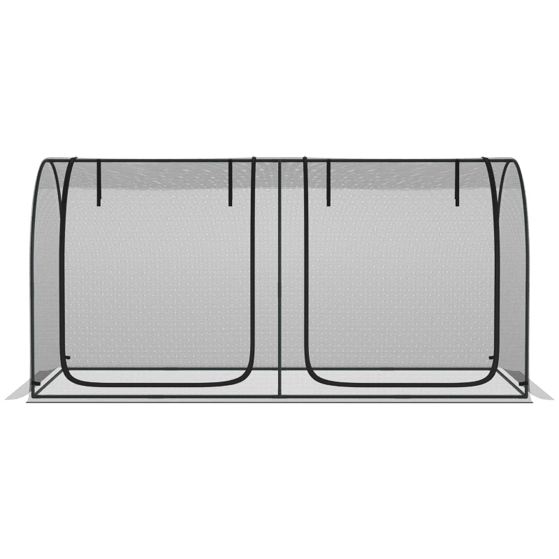 Outsunny 2,49 x 1,2m Tuinnet, Plantenbeschermingstent met Deur, Winddicht Ongediertenet met Stalen Frame, Zwart