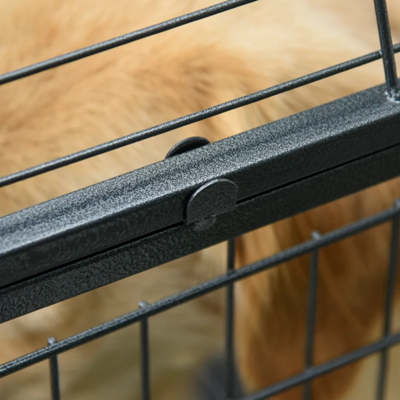 PawHut Kennel pentru Caini Pliabil Usa cu Blocare 4 Roti Fund Detasabil
