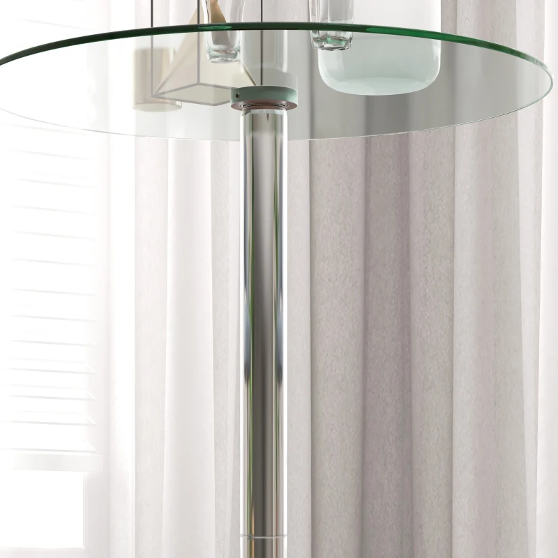 Homcom Masa Bistro Rotunda Bar – Blat Sticla Securizata Ø90 cm, Cadru Metalic Modern