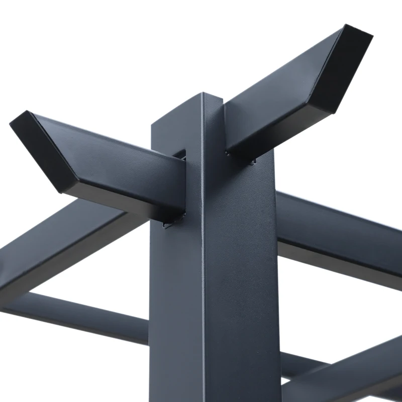 Outsunny Gazebo Pergola da Giardino 3x3m Decorabile con Rampicanti in Metallo Nero