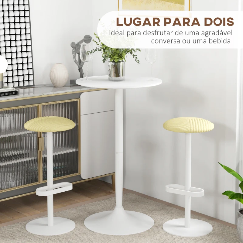 HOMCOM Mesa de Bar Redonda Mesa Alta de Cozinha Moderna com Estrutura de Aço para 2 Pessoas Ø60x102 cm Preto