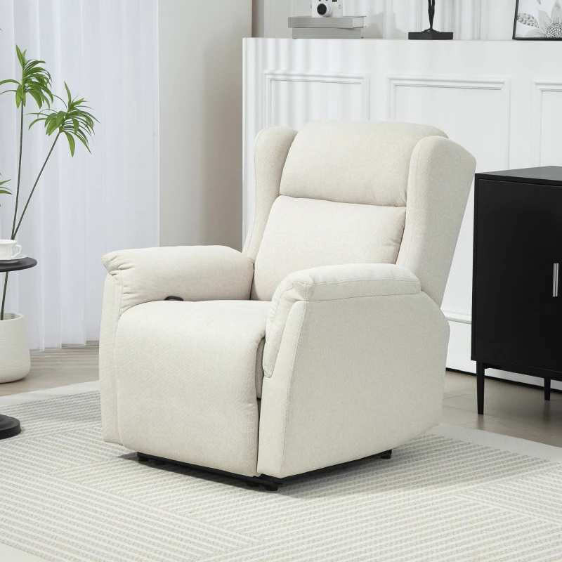 HOMCOM Relaxfauteuil, Verstelbare Gestoffeerde Fauteuil met Voetensteun, 160° Kantelbaar, Linnenlook, Snelle Montage, Beige