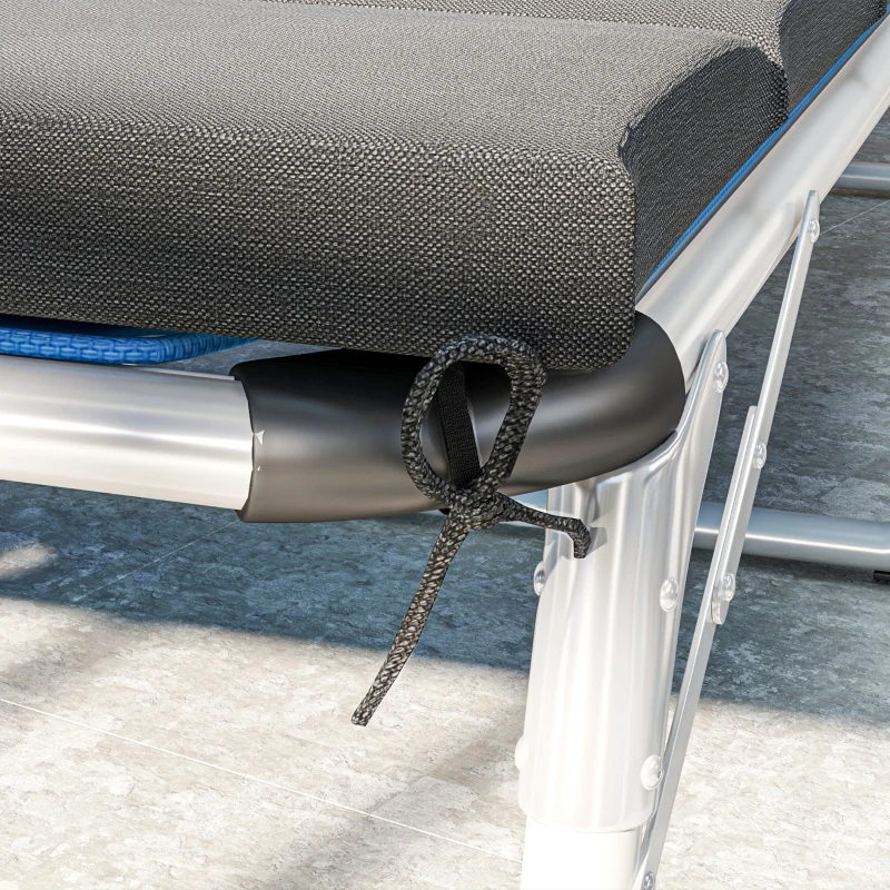 Outsunny Pack 2 Cojines para Tumbonas Plegables 203x66x3 cm con Reposacabezas y Correas de Sujeción Gris Oscuro