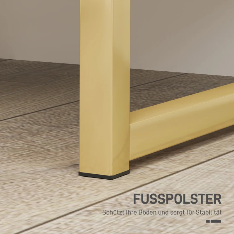 HOMCOM Stolik Nocny z 2 Szufladami, Eleganckie Metalowe Uchwyty w Kolorze Złota, 40 x 40 x 50 cm, Biały