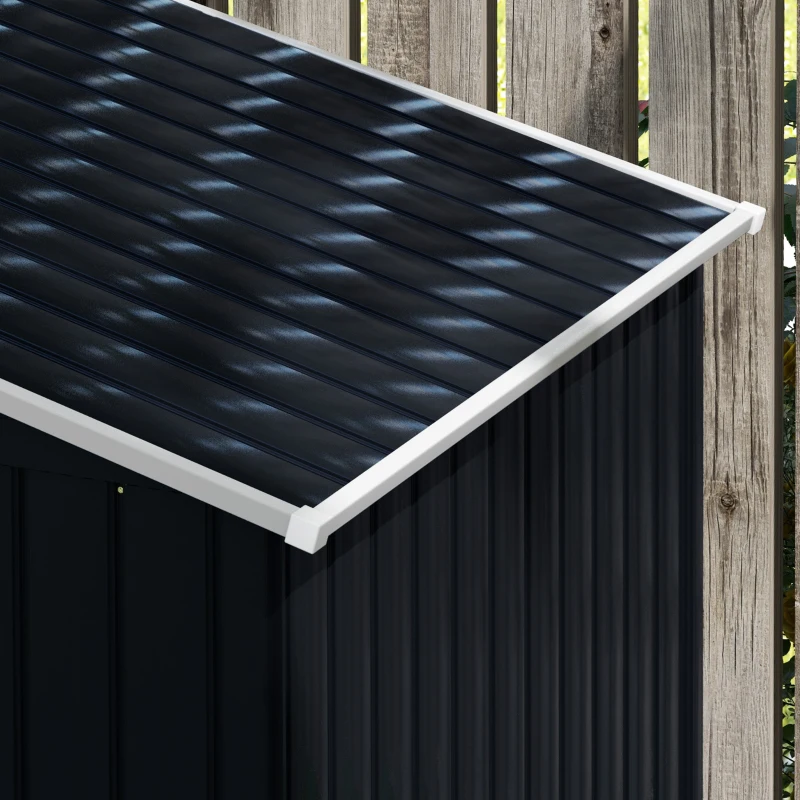 Outsunny 7ft x 4ft Lockable Garden Shed Large Patio Roofed Tool Metal Storage Building Foundation Sheds Box Outdoor Furniture, Dark Grey(m-10)