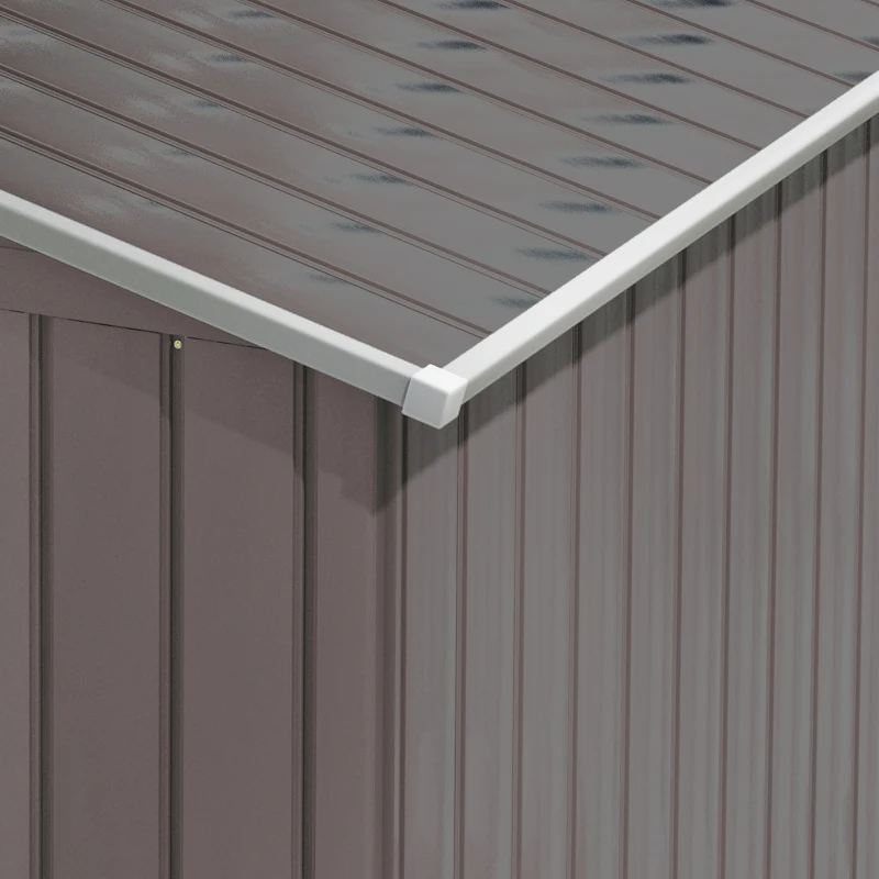 Outsunny 7ft x 4ft Lockable Polypropylene Garden Storage Shed Storage w/ Air Vents Steel Grey(m-8)