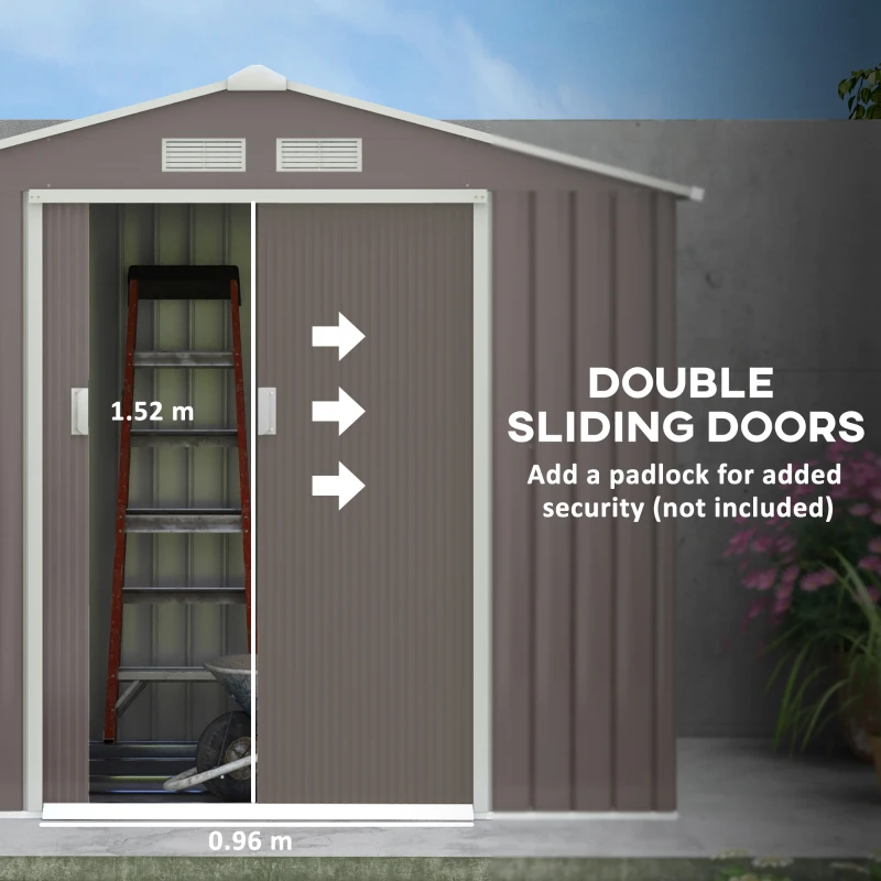 Outsunny 7ft x 4ft Lockable Polypropylene Garden Storage Shed Storage w/ Air Vents Steel Grey(m-5)