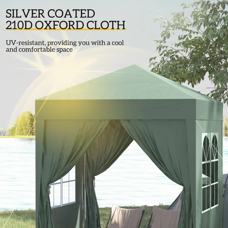 Outsunny 2 x 2m Pop Up Gazebo, w/Side Walls, Windows-Green(m-5)