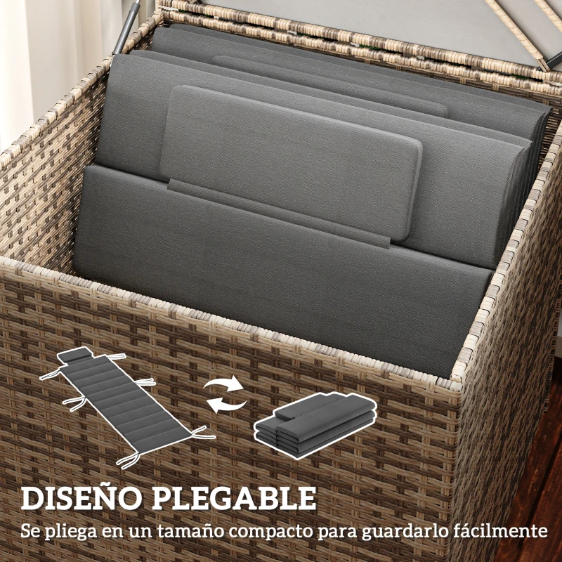 Outsunny Pack 2 Cojines para Tumbonas Plegables 203x66x3 cm con Reposacabezas y Correas de Sujeción Gris Oscuro
