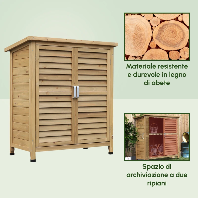Outsunny Casetta da Giardino in Legno di Abete con Tetto in Bitume Impermeabile, 87x46.5x96.5cm