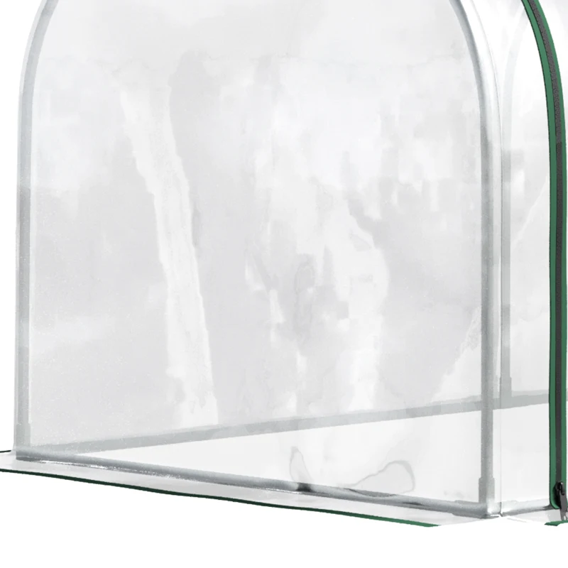 Outsunny Sera tip tunel din PVC transparent si otel, pentru plante si flori, cu usi cu fermoar, 295x100x80 cm
