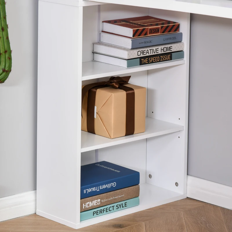 HOMCOM Birou Pliabil 2‑in‑1 – Cu Biblioteca si Tabla, Alb