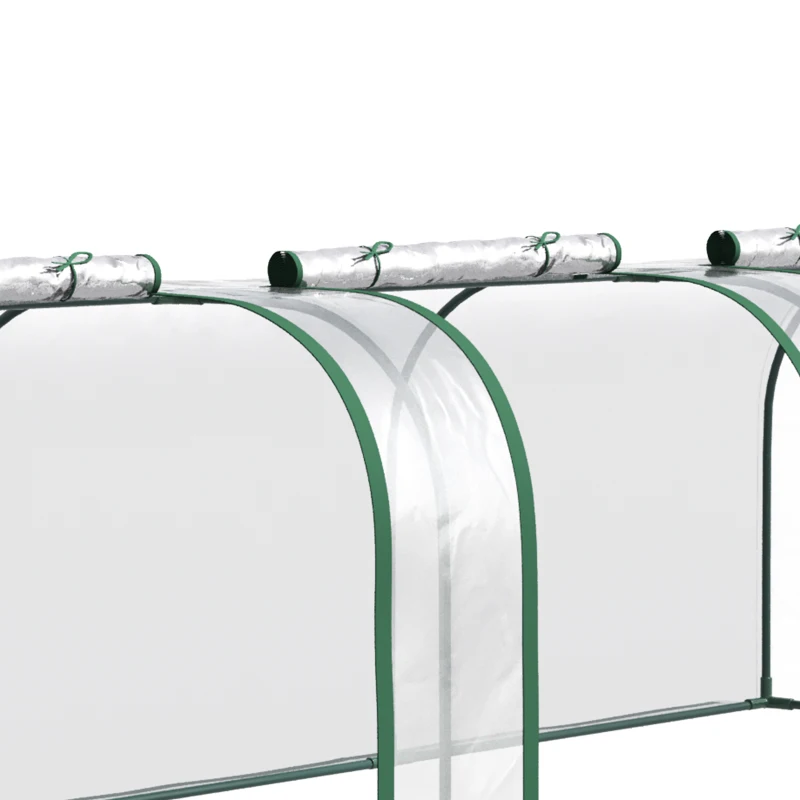 Outsunny Sera tip tunel din PVC transparent si otel, pentru plante si flori, cu usi cu fermoar, 295x100x80 cm