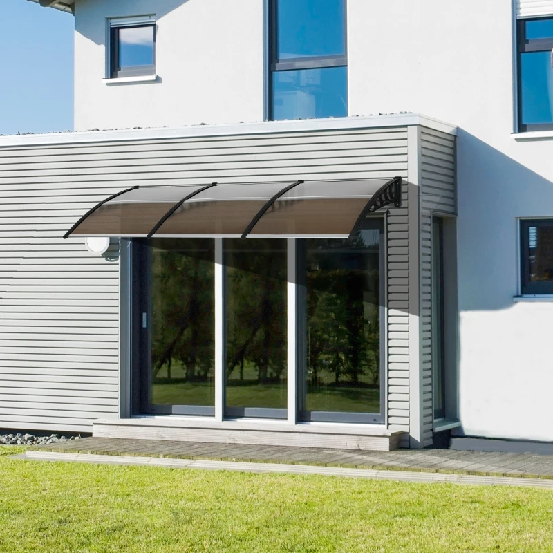 Outsunny Copertina Exterior 300×100 cm – Policarbonat & Aluminiu Maro