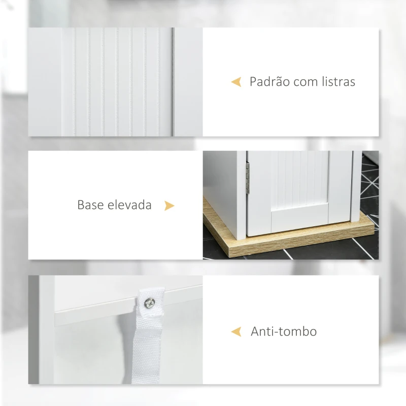 kleankin Armário Casa de Banho Armário Auxiliar Casa de Banho com Prateleiras Ajustáveis e Suporte para Papel Higiénico 20x20x80 cm Branco