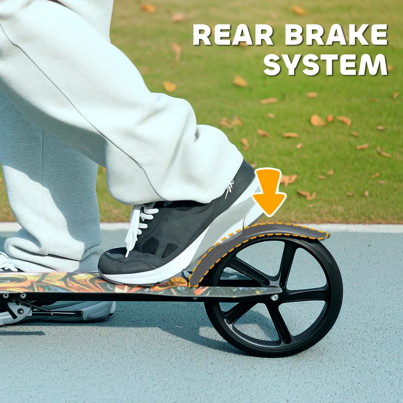 AIYAPLAY Foldable Kids Scooter with Adjustable Handlebar, 200mm Big Wheel, Rear Fender Brake, for Ages 6-12 Years, Black