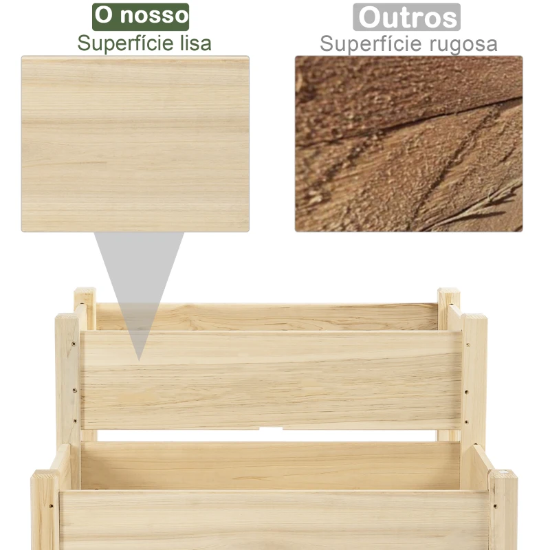 Outsunny Horta Elevada de Madeira de 2 Níveis Horta para Cultivo de Plantas Flores Verduras 86x85x72 cm Madeira