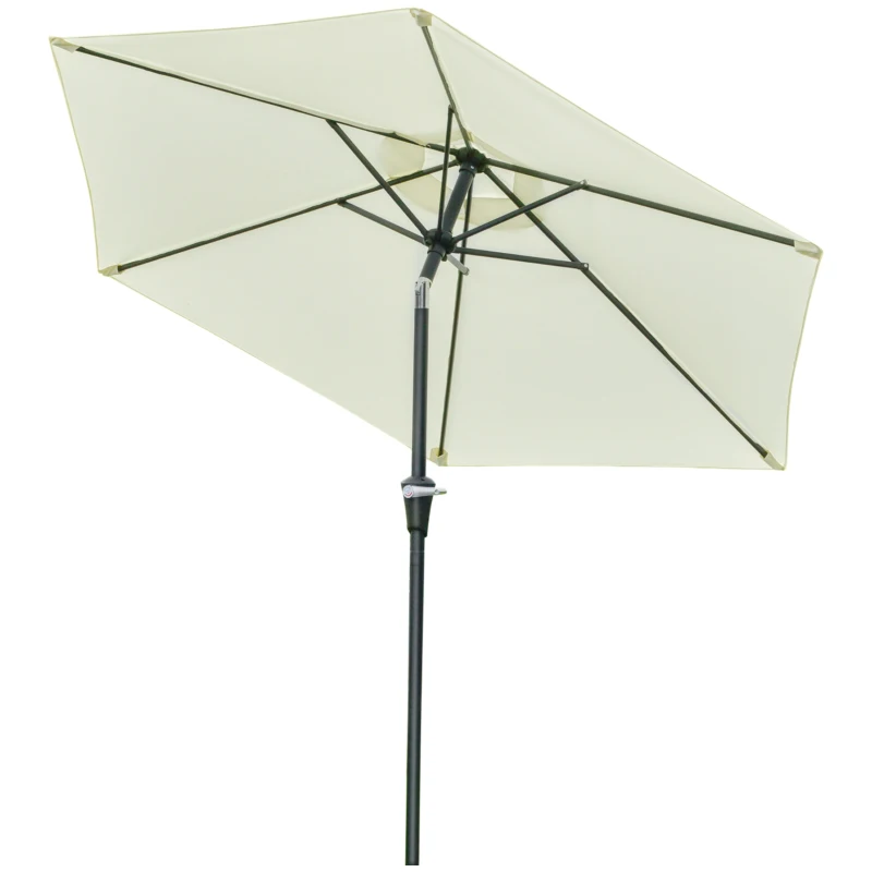 Outsunny Chapéu de Sol de Jardim Ø230x216 cm com Teto Ajustável Abertura Manual Impermeável para Terraço Pátio Piscina Praia Creme