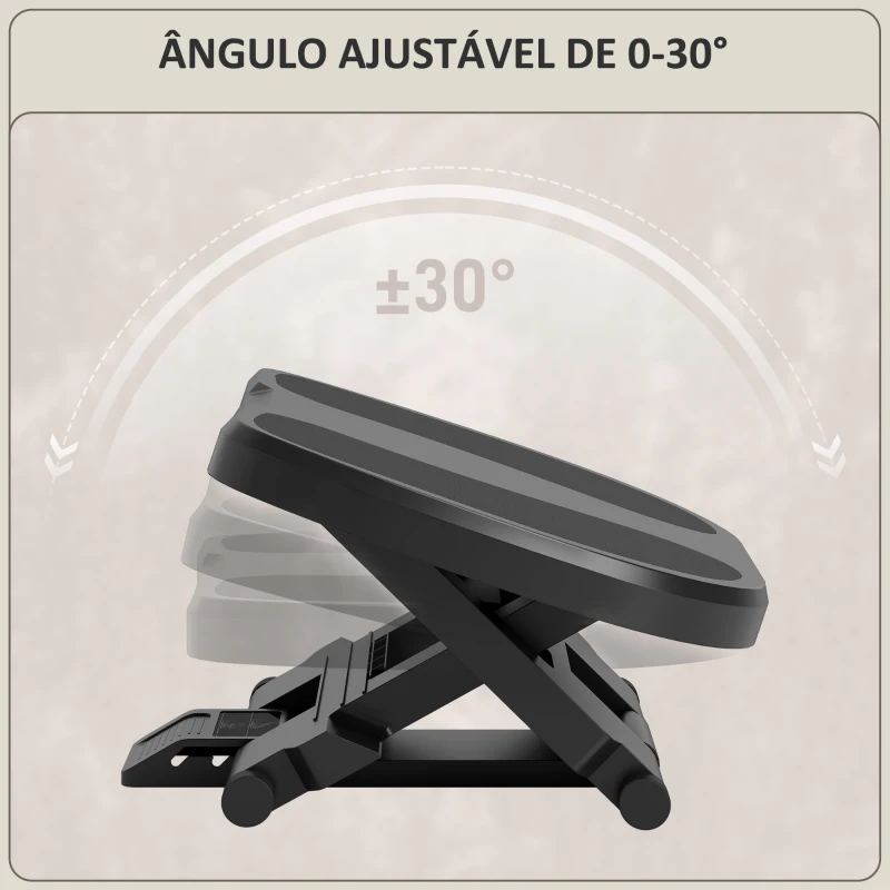 HOMCOM Apoio para os Pés com Superfície Texturizada Inclinação de 0-30° Massagem e Altura Ajustável em 3 Níveis 45x34x10-16,5 cm Cinza