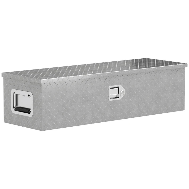 HOMCOM Robuuste Opbergkist van Aluminium met Zijhandgrepen, Slot en Sleutels, Gereedschapskist, 99 x 33 x 25,5 cm