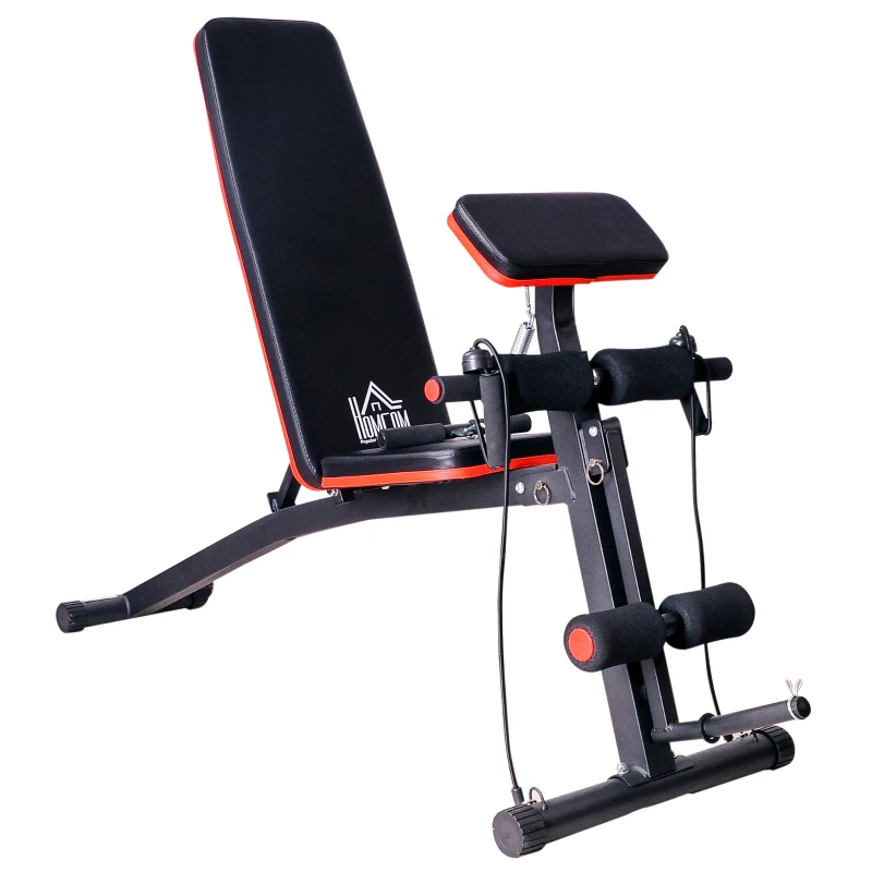 HOMCOM Foldable Exercise Bench 6 Levels Adjustment - Black/Red(m-11)