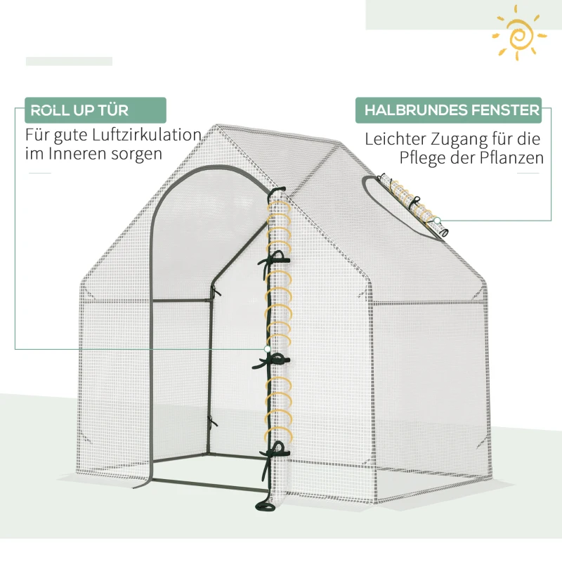 Outsunny Szklarnia przechodnia, 1,80 x 1,00 x 1,68 m, szklarnia foliowa, wytrzymała folia, Biała